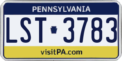 PA license plate LST3783