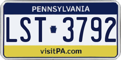 PA license plate LST3792