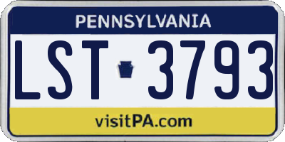 PA license plate LST3793