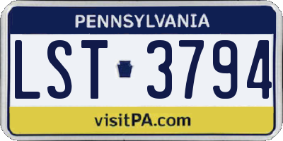 PA license plate LST3794