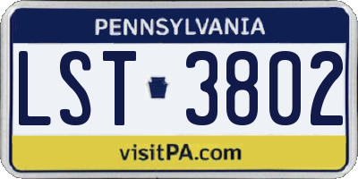PA license plate LST3802