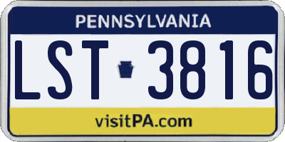 PA license plate LST3816