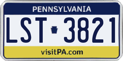 PA license plate LST3821