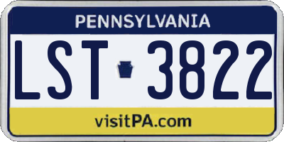 PA license plate LST3822