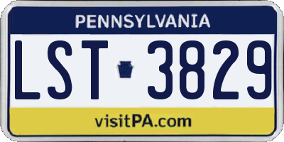PA license plate LST3829