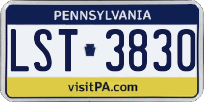 PA license plate LST3830