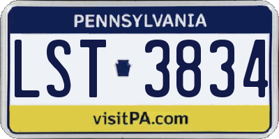 PA license plate LST3834