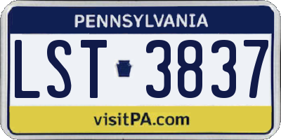 PA license plate LST3837