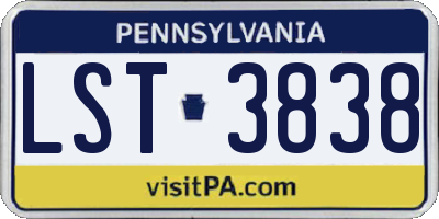 PA license plate LST3838