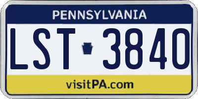 PA license plate LST3840