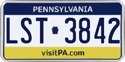 PA license plate LST3842