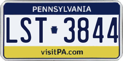 PA license plate LST3844