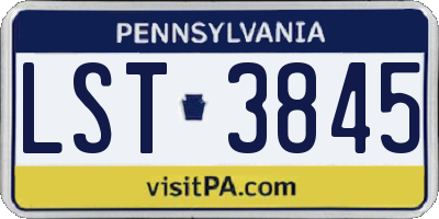 PA license plate LST3845