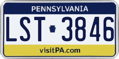 PA license plate LST3846