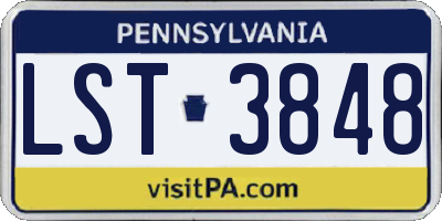 PA license plate LST3848