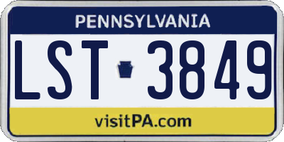 PA license plate LST3849