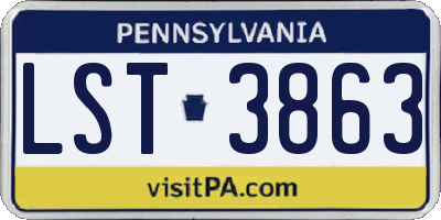PA license plate LST3863