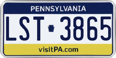 PA license plate LST3865