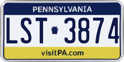 PA license plate LST3874