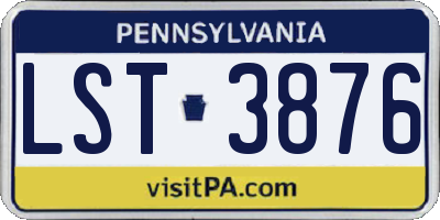 PA license plate LST3876