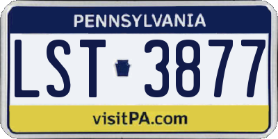 PA license plate LST3877