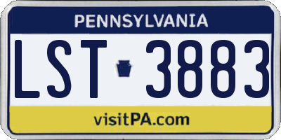 PA license plate LST3883