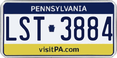 PA license plate LST3884