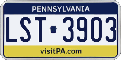 PA license plate LST3903
