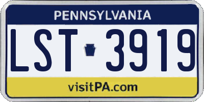 PA license plate LST3919