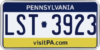 PA license plate LST3923
