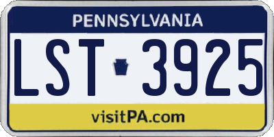 PA license plate LST3925