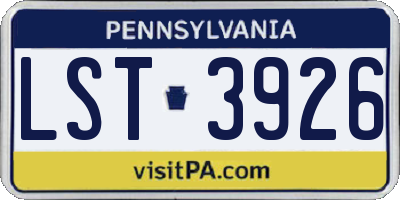 PA license plate LST3926