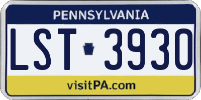 PA license plate LST3930