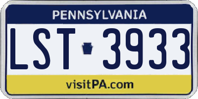 PA license plate LST3933