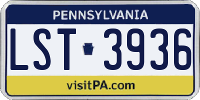 PA license plate LST3936
