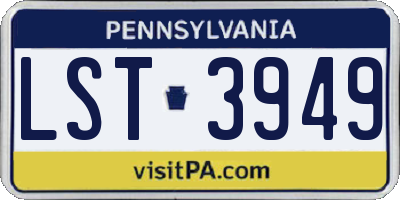 PA license plate LST3949