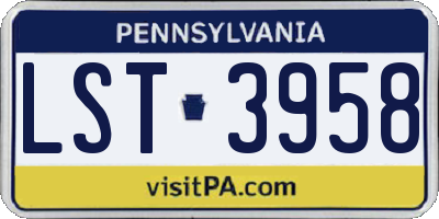 PA license plate LST3958