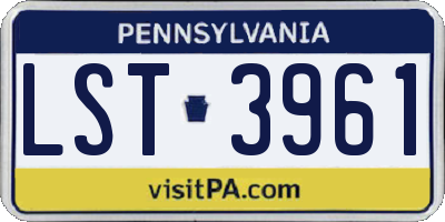 PA license plate LST3961