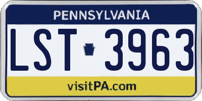 PA license plate LST3963
