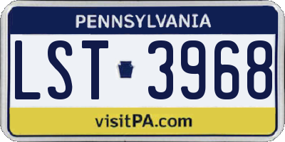 PA license plate LST3968