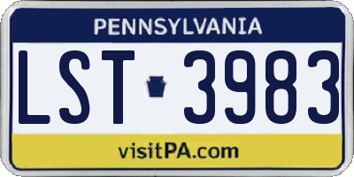 PA license plate LST3983