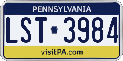 PA license plate LST3984