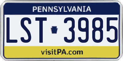 PA license plate LST3985
