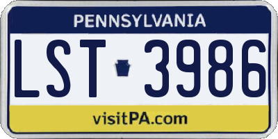 PA license plate LST3986