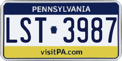 PA license plate LST3987