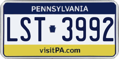 PA license plate LST3992