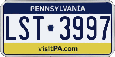 PA license plate LST3997