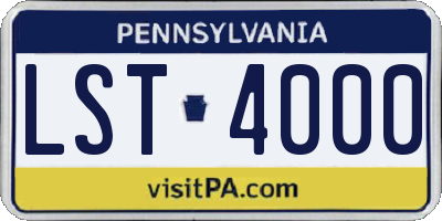 PA license plate LST4000