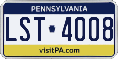 PA license plate LST4008