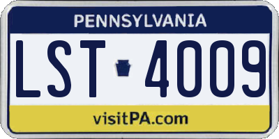 PA license plate LST4009